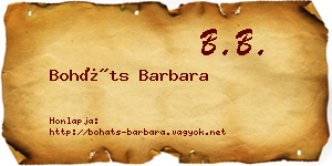 Boháts Barbara névjegykártya